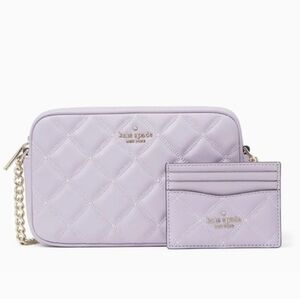 Kate Spade Lilac Frost Quilted Crossbody & Card Holder Set, EUC, $359 MSRP